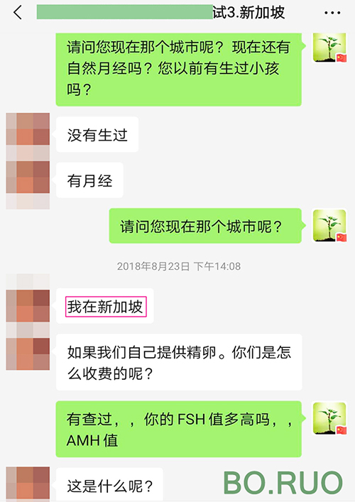 新加坡借卵试管 - 客户在线沟通
